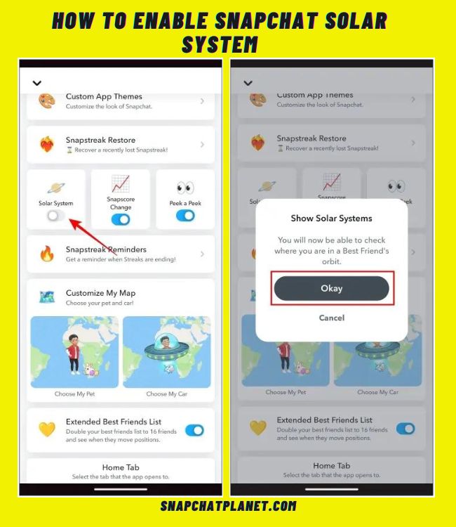 Enable Snapchat Solar System - step 2